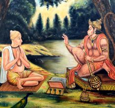 Lord Hanuman and Legendary Tulsidas Canvas Painting