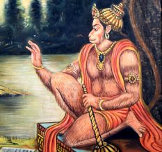 Lord Hanuman and Legendary Tulsidas Canvas Painting