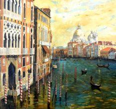 Beautiful Hand-Painted Canvas Oil Painting of Venice City