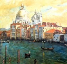 Beautiful Hand-Painted Canvas Oil Painting of Venice City