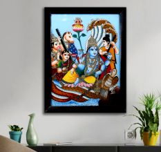 Lord Vishnu Hand-Painted Glass Painting for Prayer Room