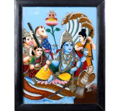Lord Vishnu Hand-Painted Glass Painting for Prayer Room