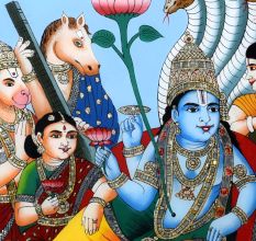 Lord Vishnu Hand-Painted Glass Painting for Prayer Room