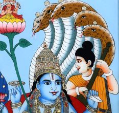 Lord Vishnu Hand-Painted Glass Painting for Prayer Room