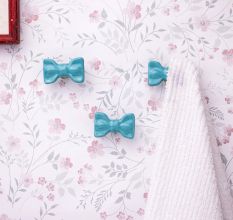 Turquoise Green Ceramic Bow Modern Wall Hook-Pack of 3