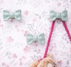 Light Green Ceramic Bow Modern Wall Hook-Pack of 3
