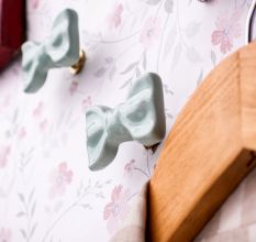 Light Green Ceramic Bow Modern Wall Hook-Pack of 3