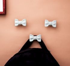 Light Green Ceramic Bow Modern Wall Hook-Pack of 3
