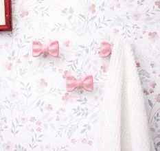 Pink Ceramic Bow Modern Wall Hook-Pack of 3