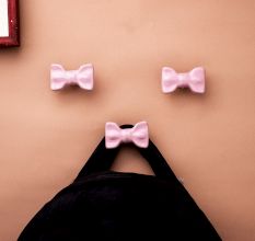 Pink Ceramic Bow Modern Wall Hook-Pack of 3