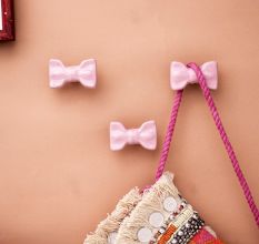 Pink Ceramic Bow Modern Wall Hook-Pack of 3