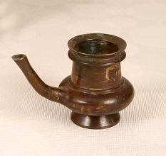 Beautiful Brown Finish Brass Holy Water Pot for Prayer Room