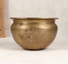 Indian Traditional Brass Cooking Pot in Brown Finish for Decor