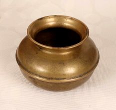 South Indian Art Vintage Brass Water Pot in Brown Finish