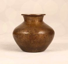 Brown Finish Engraved Holy Water Pot Made of Finest Brass