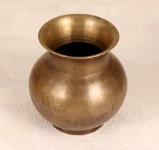 Plain Finish Handmade Brass Holy Water Pot for Rituals