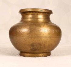 Traditionally Handcrafted Brass Holy Water Pot in Plain Finish