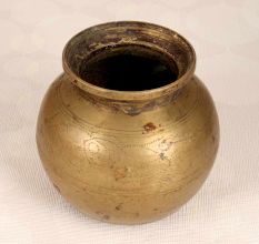 Beautifully Engraved Brass Holy Water Pot for Flower Decoration