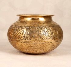 High-Quality Brass Engraved Cooking Pot for Flower Decoration