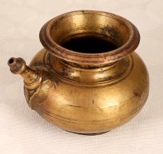 Vintage Finish Brass Holy Water Pot with Spout for Rituals