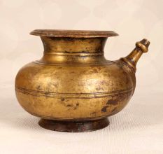 Vintage Finish Brass Holy Water Pot with Spout for Rituals