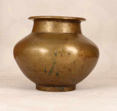 Indian Handmade Brass Holy Water Pot in Vintage Finish