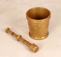 Vintage Finish Handmade Pestle and Mortar from South India