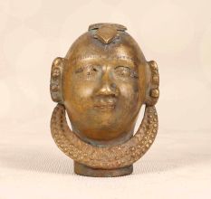 Indian Holy Brass Gauri Head Statue in Brown Finish for Decor