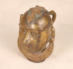Indian Holy Brass Gauri Head Statue in Brown Finish for Decor