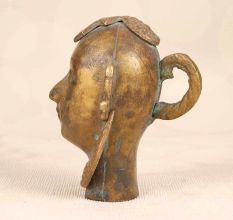 Indian Holy Brass Gauri Head Statue in Brown Finish for Decor