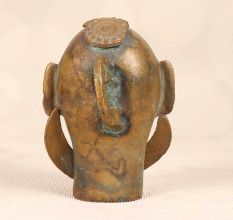 Indian Holy Brass Gauri Head Statue in Brown Finish for Decor