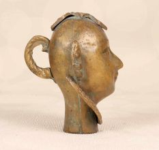 Indian Holy Brass Gauri Head Statue in Brown Finish for Decor