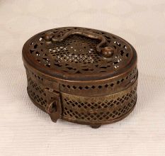 Handcrafted Vintage Brass Jewelry Box in Jali Work for Decoration