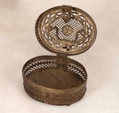 Handcrafted Vintage Brass Jewelry Box in Jali Work for Decoration