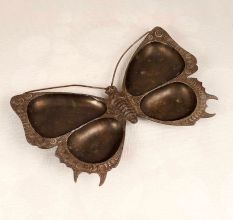 Handcrafted Finest Brass Butterfly Serving Tray in Brown Finish