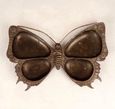 Handcrafted Finest Brass Butterfly Serving Tray in Brown Finish