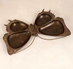 Handcrafted Finest Brass Butterfly Serving Tray in Brown Finish