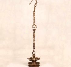 Handcrafted Indian Brass Hanging Oil Lamp for Temple