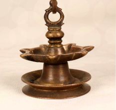 Handcrafted Indian Brass Hanging Oil Lamp for Temple