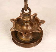 Handcrafted Indian Brass Hanging Oil Lamp for Temple