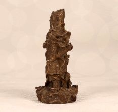 Handmade Vintage Brass Guan Gong Warrior Statue in Brown Finish
