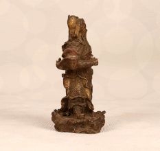 Handmade Vintage Brass Guan Gong Warrior Statue in Brown Finish