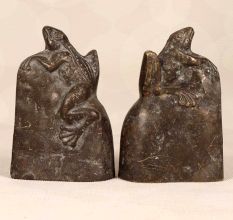 Handmade Vintage Finish Brass Frog Bookends in Set of 2
