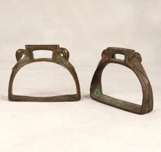 Vintage Finish Brass Horse Stirrups in Dark Finish in Pair