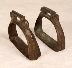 Vintage Finish Brass Horse Stirrups in Dark Finish in Pair