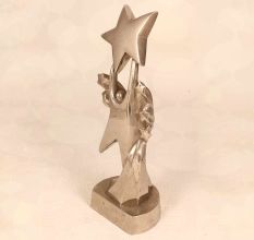 Handcrafted Silver Nickel Plated Brass Trophy for Decoration