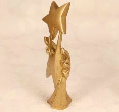 Handmade Golden Colour Finish Brass Trophy in Folk Art