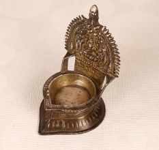 Vintage Finish Handmade Gajalaxmi Oil Lamp Made of Brass