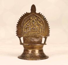 Vintage Finish Handmade Gajalaxmi Oil Lamp Made of Brass