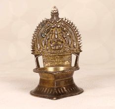 Vintage Finish Handmade Gajalaxmi Oil Lamp Made of Brass